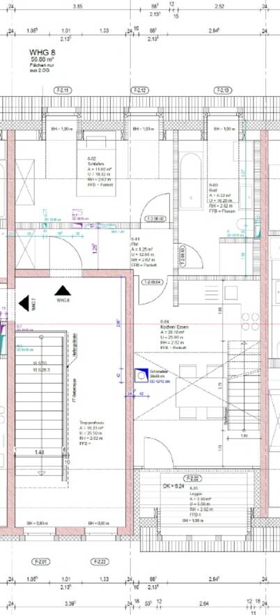 Grundriss 2 Obergeschoss bema&szlig;t